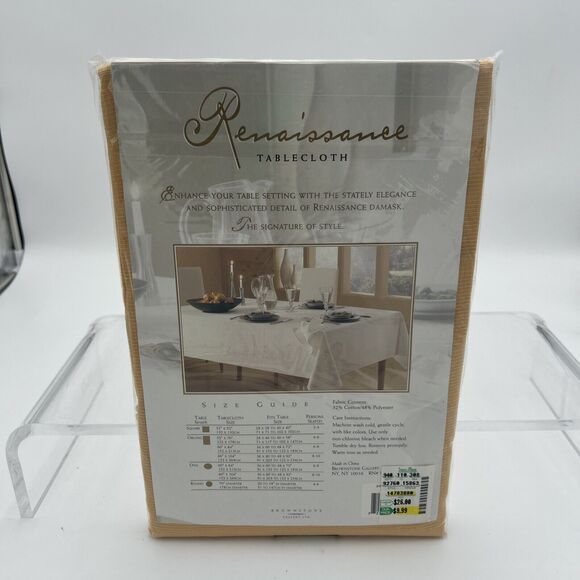 NOS ELRENE HOME FASHIONS 100% POLYESTER Harvest GOLD 70" ROUND TABLECLOTH - Picture 6 of 10